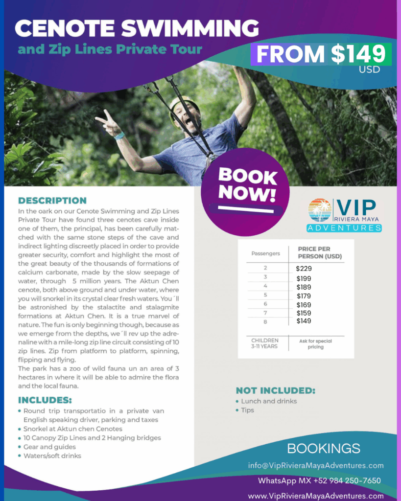 Amazing private Cenote with Zip Lines Private Adventure