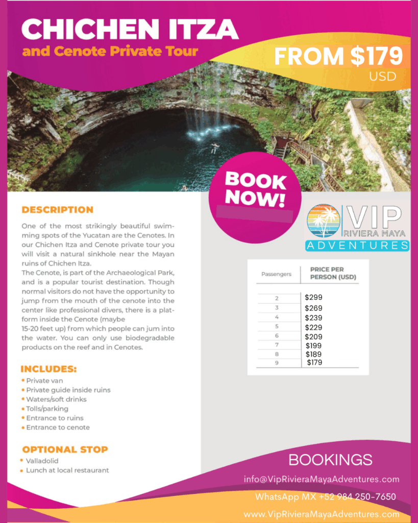 Chichen Itza and 1 cenote Private tour