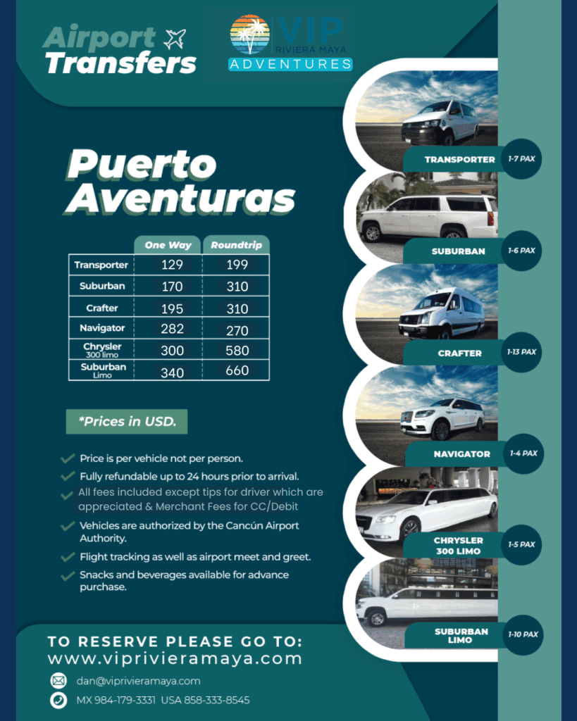 Puerto Adventuras 2026 SUV and transporter Transportation prices