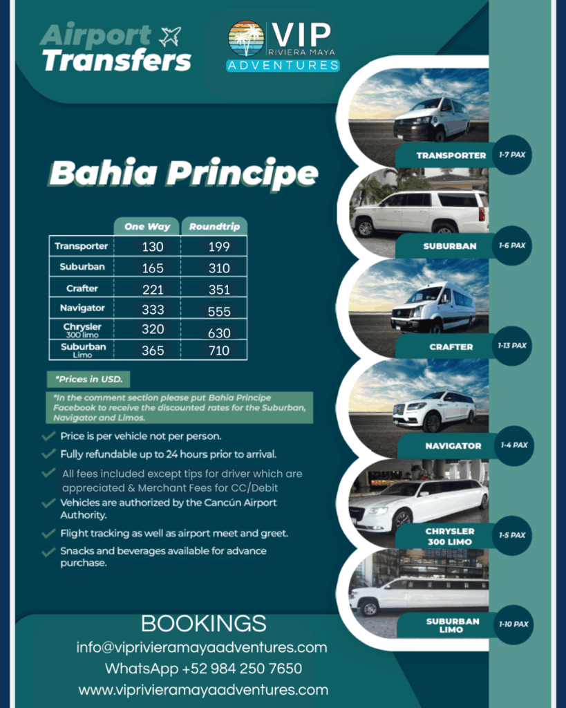 Bahia Principe 2026 SUV and transporter Transportation prices