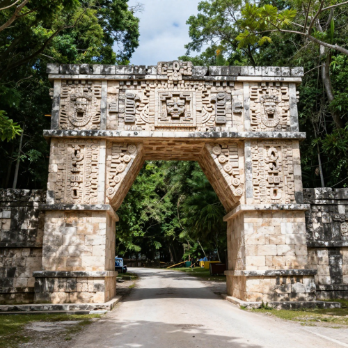 Ek Balam - Arch and Sacbe