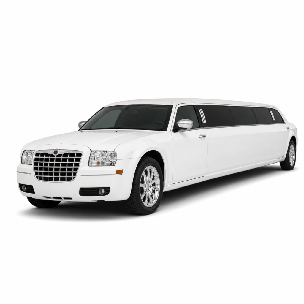 White CHRYSLER 300 LIMO for private guest transportation in Riviera Maya