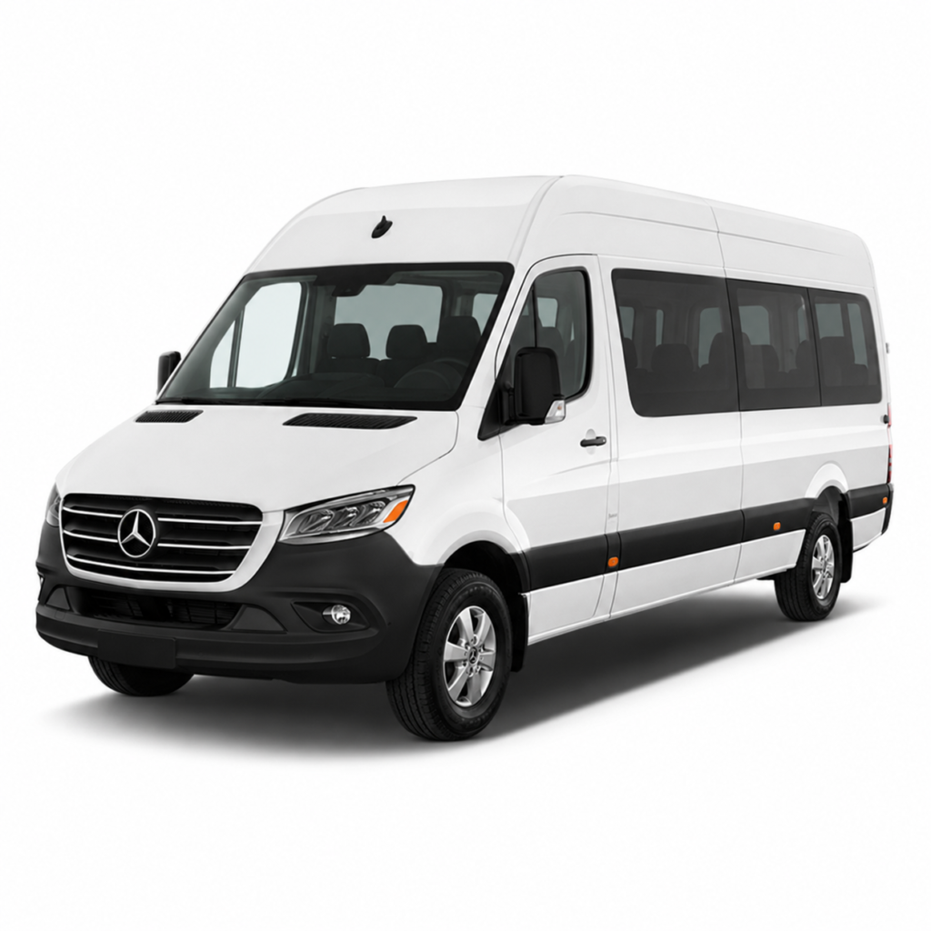 White CRAFTERS AND SPRINTERS for private guest transportation in Riviera Maya